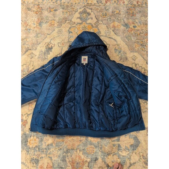 Vintage NFL Indianapolis Colts Hooded Puffer Jacket Mens L Blue Zip Up - Picture 6 of 6